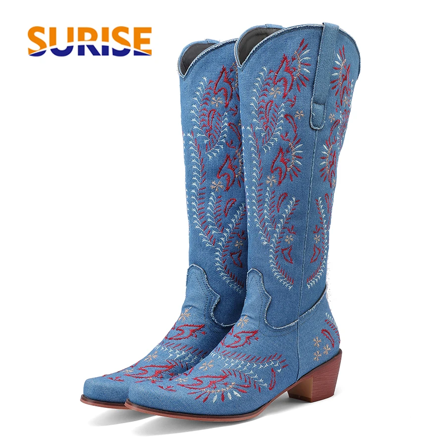Jeans - Sepatu Bot Setinggi Lutut Cowgirl Barat