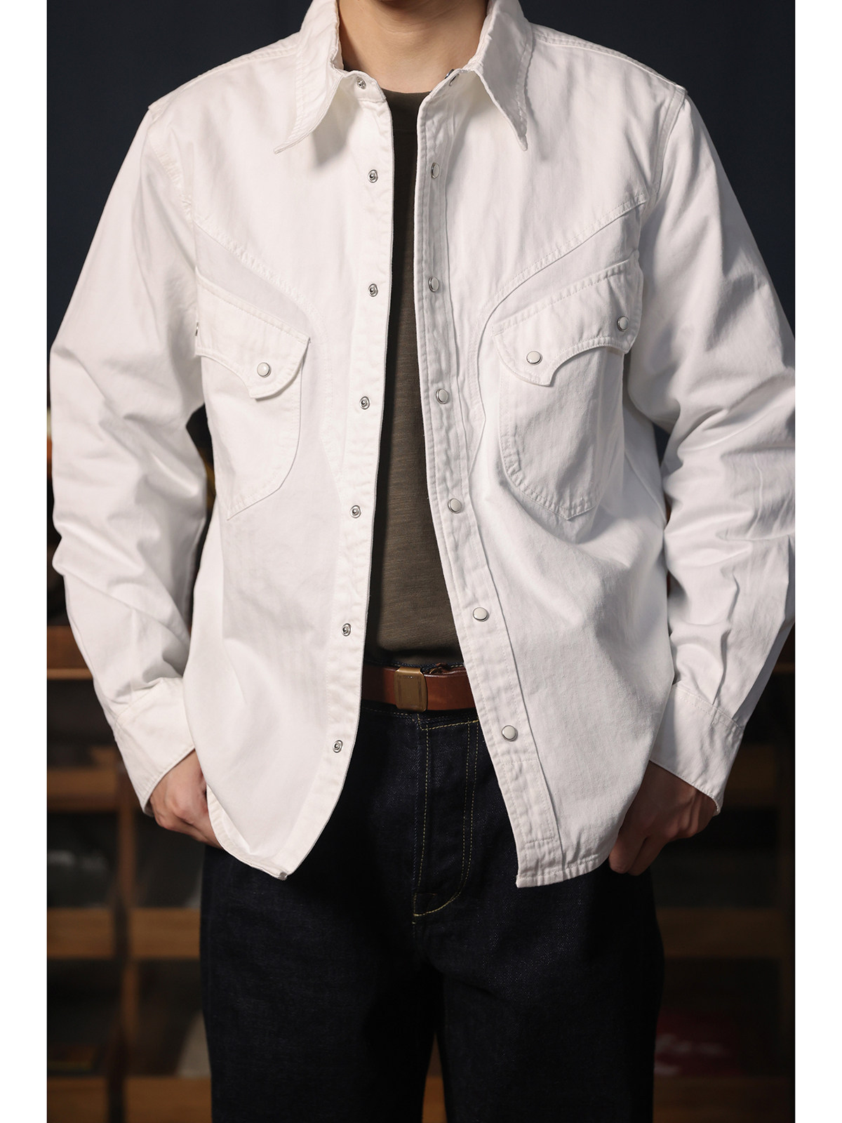 Kemeja Koboi Barat Sederhana K - Mens Western Denim Pearl Snap Shirt ulasan dan harga