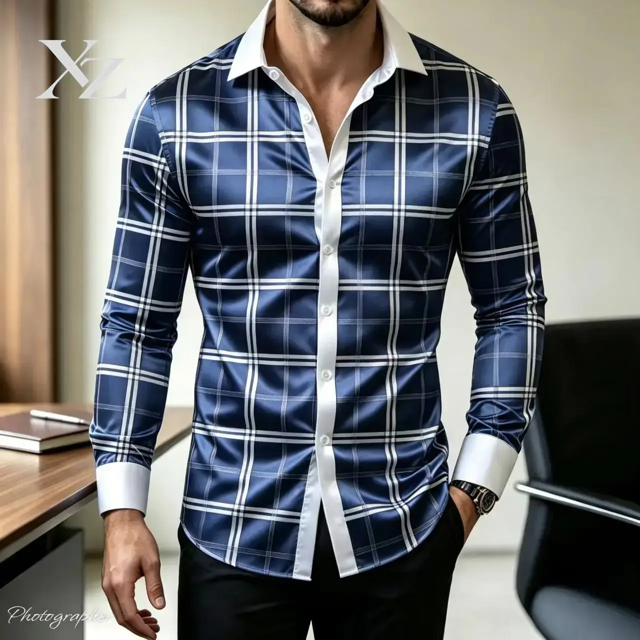 Kemeja Lengan Panjang Bermotif - Mens Satin Silk Dress Shirt ulasan dan harga