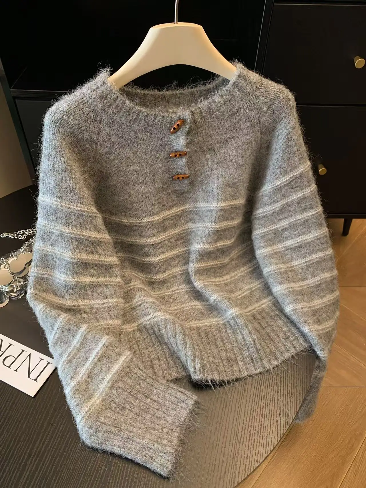 Sweater Wol Kasmir Bergaris Wa - Shirts ulasan dan harga