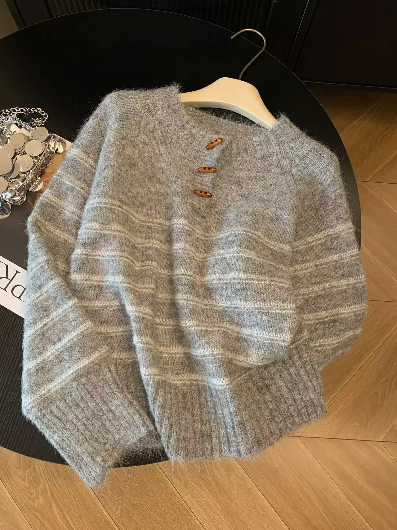 Sweater Wol Kasmir Bergaris Wa - Shirts ulasan dan harga
