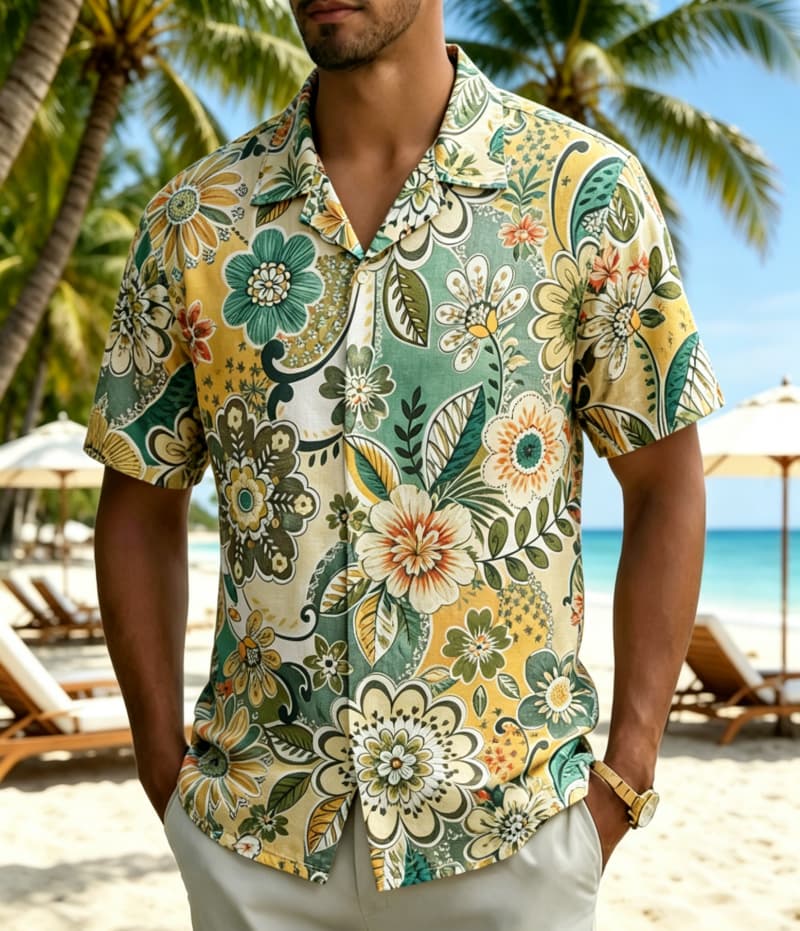 Kemeja Pria Vintage Boho Motif - Vintage Hawaiian Floral Shirt ulasan dan harga