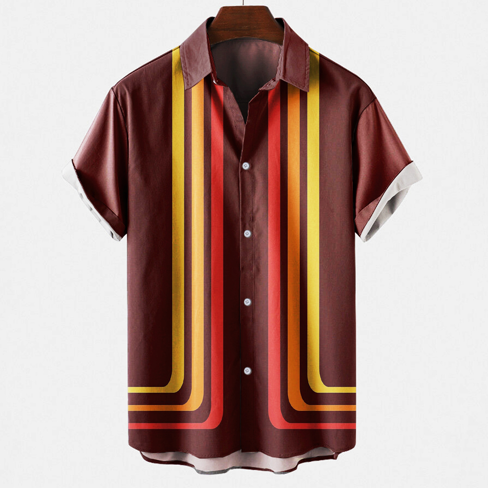 Kemeja Bowling Pria dengan Mot - Short Sleeve Bowling Shirt Retro ulasan dan harga