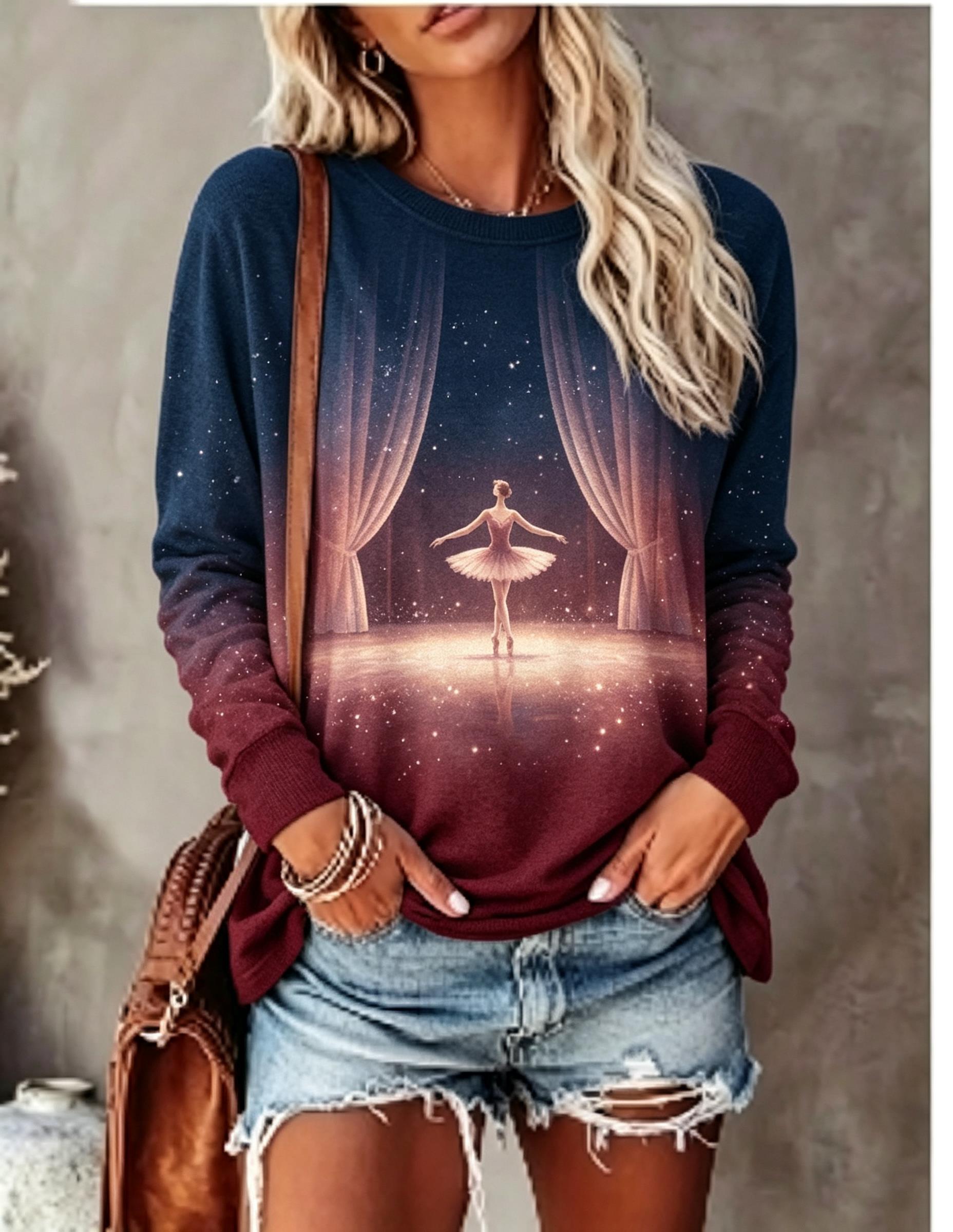 Kaos Wanita Lengan Panjang, Mo - T-Shirts ulasan dan harga
