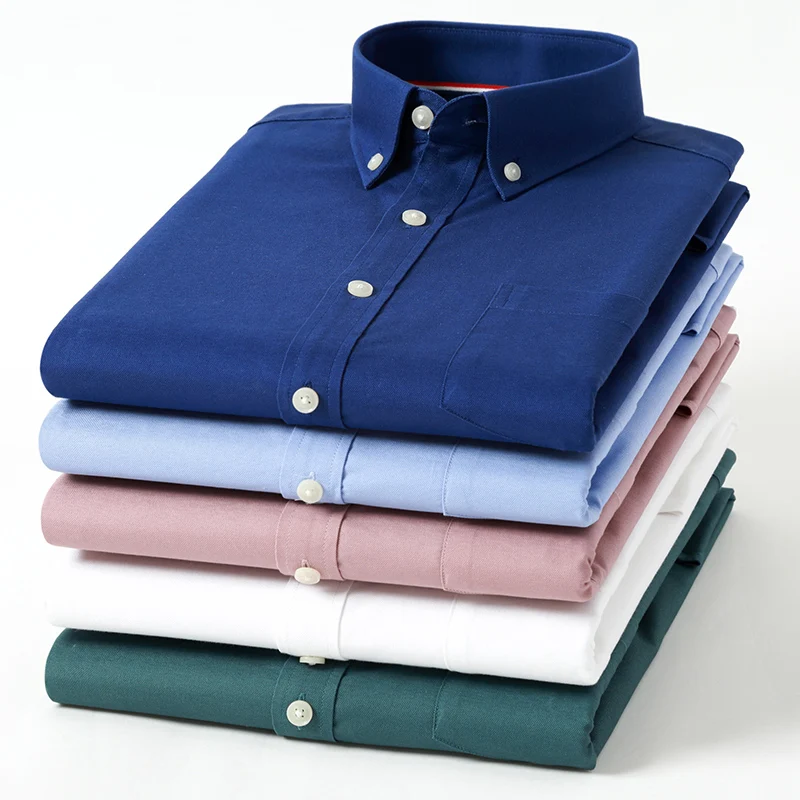 Baju lengan panjang untuk pria - Oxford Cotton Casual Shirt Business ulasan dan harga