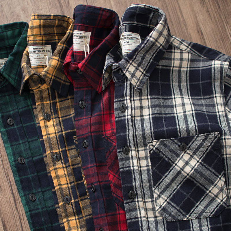 Kemeja Kargo Kotak-kotak Kerah - Flannel Plaid Shirt Heavy Weight ulasan dan harga
