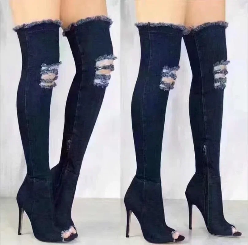 Sepatu bot Jeans Denim biru wa - Jeans ulasan dan harga